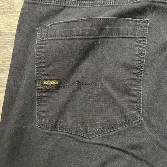 Ariat 46x32 Rebar M4 Pants DuraStretch Tough Double Front Straight Leg Black - Picture 13 of 14